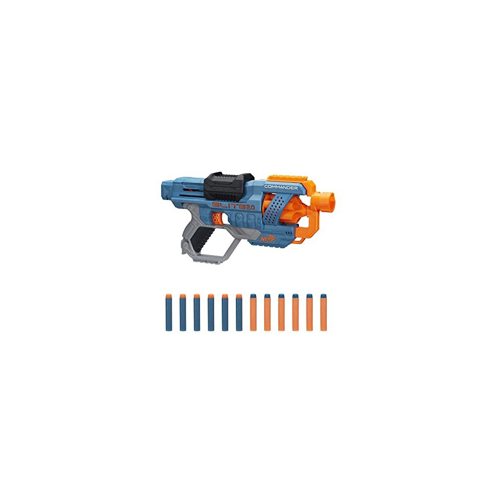 Nerf Elite 2.0 Commander Rc6 Blaster (E9485f03) - 6-Dart Drum, 12 Darts, 2 Tactical Rails, Slam-Fire, Multicoloured