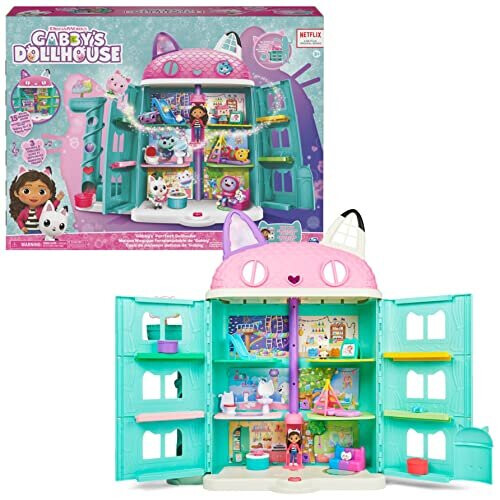 Gabbys Dollhouse Purrfect Dollhouse With 2 Toy Figures 8 Furniture ...