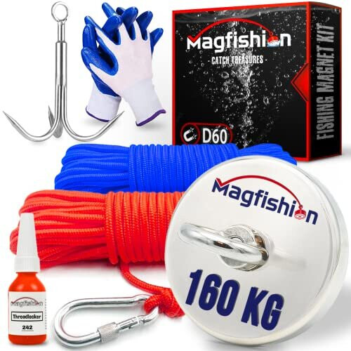 Mega Magnet Fishing Kit 350 lb 160kg Super Strong Neodymium Magnet