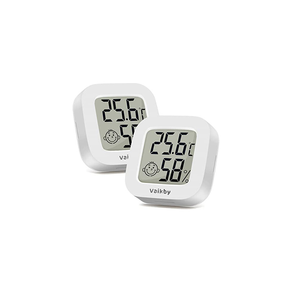 2Pack Room Thermometer Vaikby Indoor Thermometer Hygrometer Mini Digital Temperature Humidity Meter Gauge Monitor Large LCD Display Celsius for House