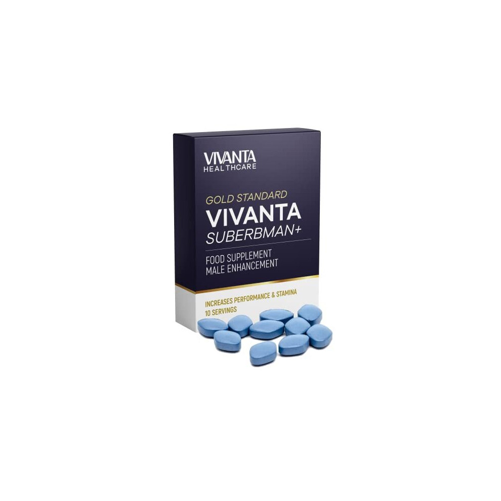 Vivanta SuperbMan High Dose Natural Blue Pill Immediate Effect Long Lasting Exclusively for Men Maximum Strength Tablets Stronger Longer 10 Count