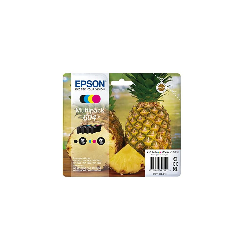 Epson 604 Pineapple Genuine Multipack 4Colours Ink Cartridges Black/Cyan/Magenta