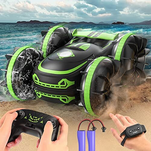 Amphibious Remote Control Car Toy 360 Rotatable Waterproof RC Stunt Car
