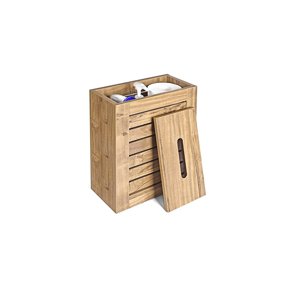 Slimline Wooden Bathroom Storage Unit Toilet Roll Paper Cabinet Compact Wooden Shaker Bathroom Box MultiPurpose Cleaning Tidy Box Brown