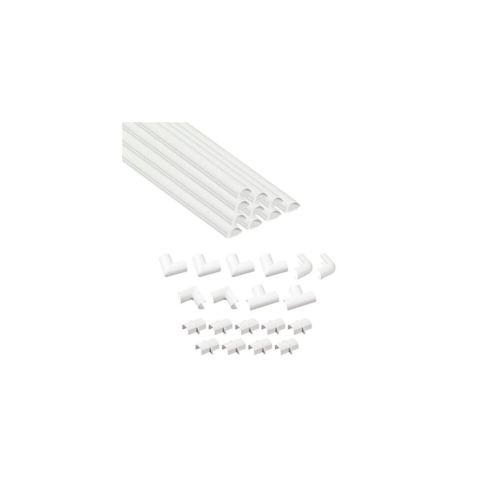 2010W400 White Micro Trunking Kit 4Meter Selfadhesive Wire Hider Cable Management To Hide Wires On Wall Cable Tidy Solution 10X 40Cm Lengths And 5056335602209