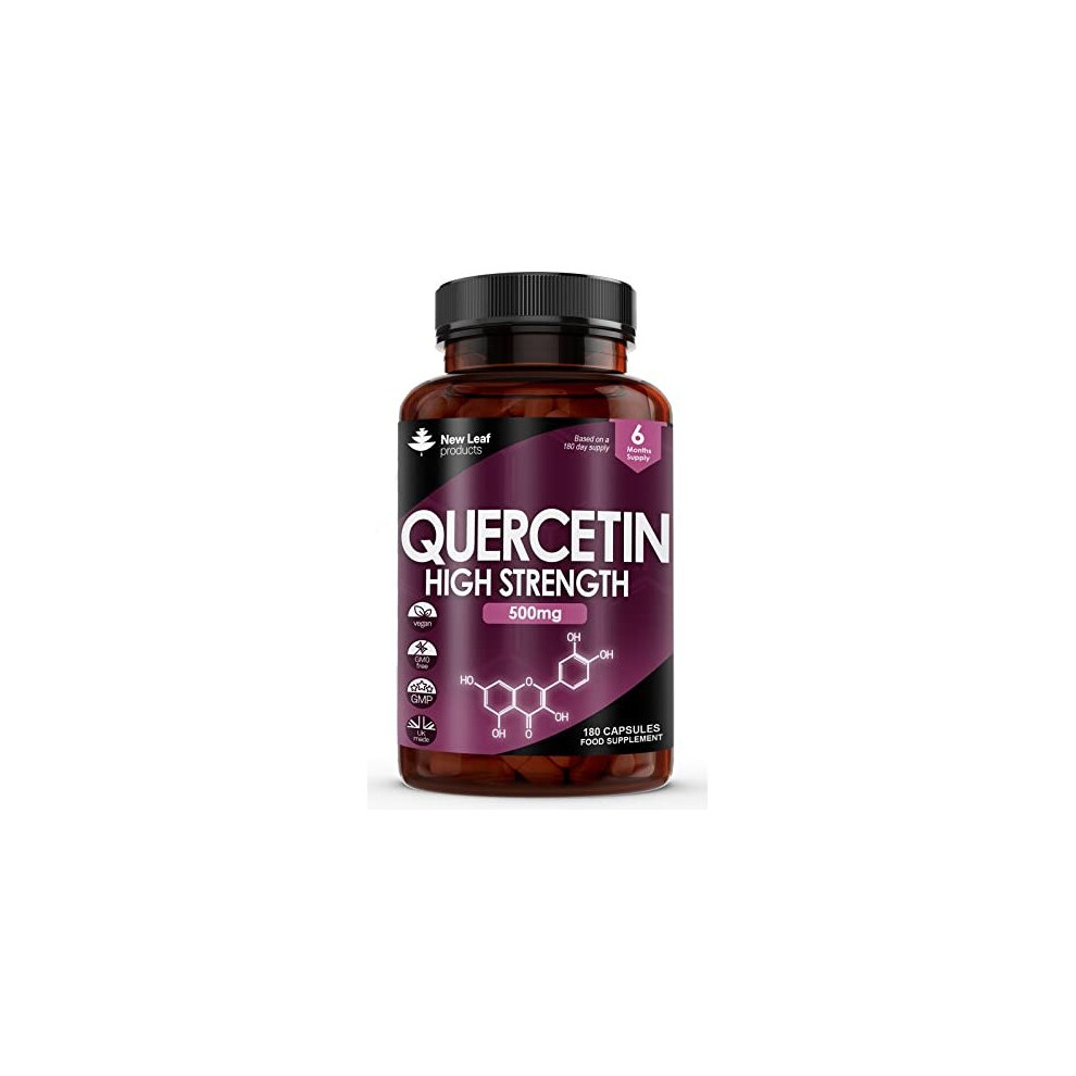 Quercetin 500mg High Strength Antioxidant Supplements (6 Months Supply) 180 Vegan Pure Quercetin Capsules Easy To Swallow