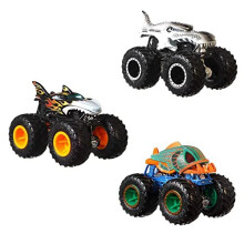 Hot Wheels Monster Trucks Creature 3Pack of 164 Scale Toy Monster Trucks Shark Wreak Piranahh Mega Wrex Toy for Kids 3 Years Old Older