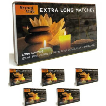 Bryant & May Extra Long Safety Matches - 5 Boxes, 94mm (Ideal for Candles, Open Fires, Barbecues)