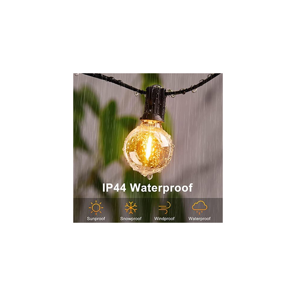 Brightown Outdoor String Lights - Globe Patio Lights 30 Ft With 30 G40 Shatterproof Bulbs, Waterproof Connectable Dimmable Commercial Hanging Lights For Backyard, Bistro, Porch, Cafe, Deck