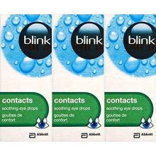 Blink Contacts Soothing Eye Drops 3 x 10ml - Gentle All-Day Comfort for Contact Lens Wearers (Abbott)