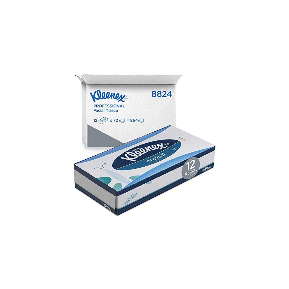 Facial Tissues 8824 3 Ply Boxed Tissues 12 Flat Tissue Boxes x 72 White Facial Tissues 864 sheets