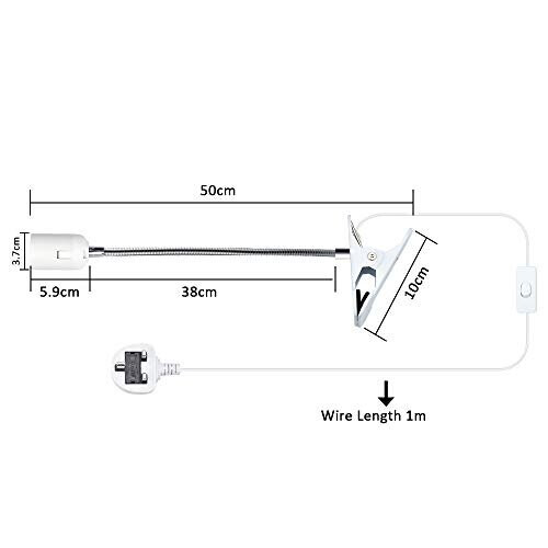 Clip On Bulb Holder E27 with OnOff Switch UK Plug 360 Degrees Flexible