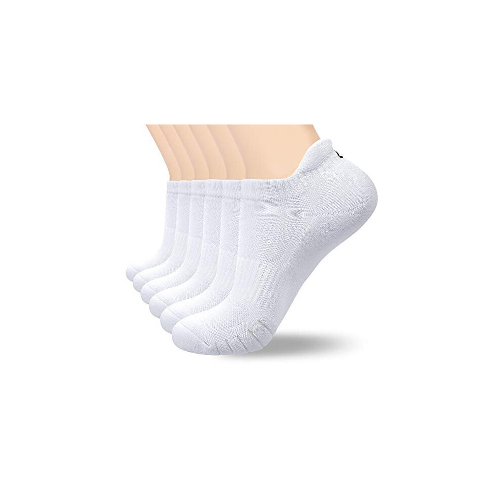 Sports Socks Cotton Trainer Socks for Men Women Cushioned Ankle Running Socks Athletic Walking Socks UK 68 EU 3942 White M03