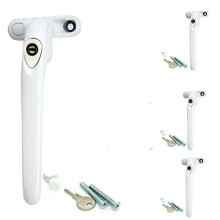 4 Heather UK White Upvc Replacement Window Handles Double Glazing Universal Inline Espag Lockable Childproof PVC Windows Handle Spindle with Universal