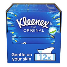 Original Facial Tissues Pack of 12 Tissue Boxes Soft Tissues for Everyday Use Gentle on Your Familys Skin with a Touch of Cotton