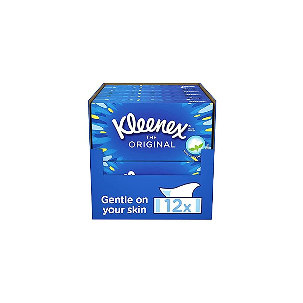 Kleenex Original Facial Tissues, 12-Box Multipack, Soft 3-Ply With A Touch Of Cotton, Gentle On Skin, Model 3031043
