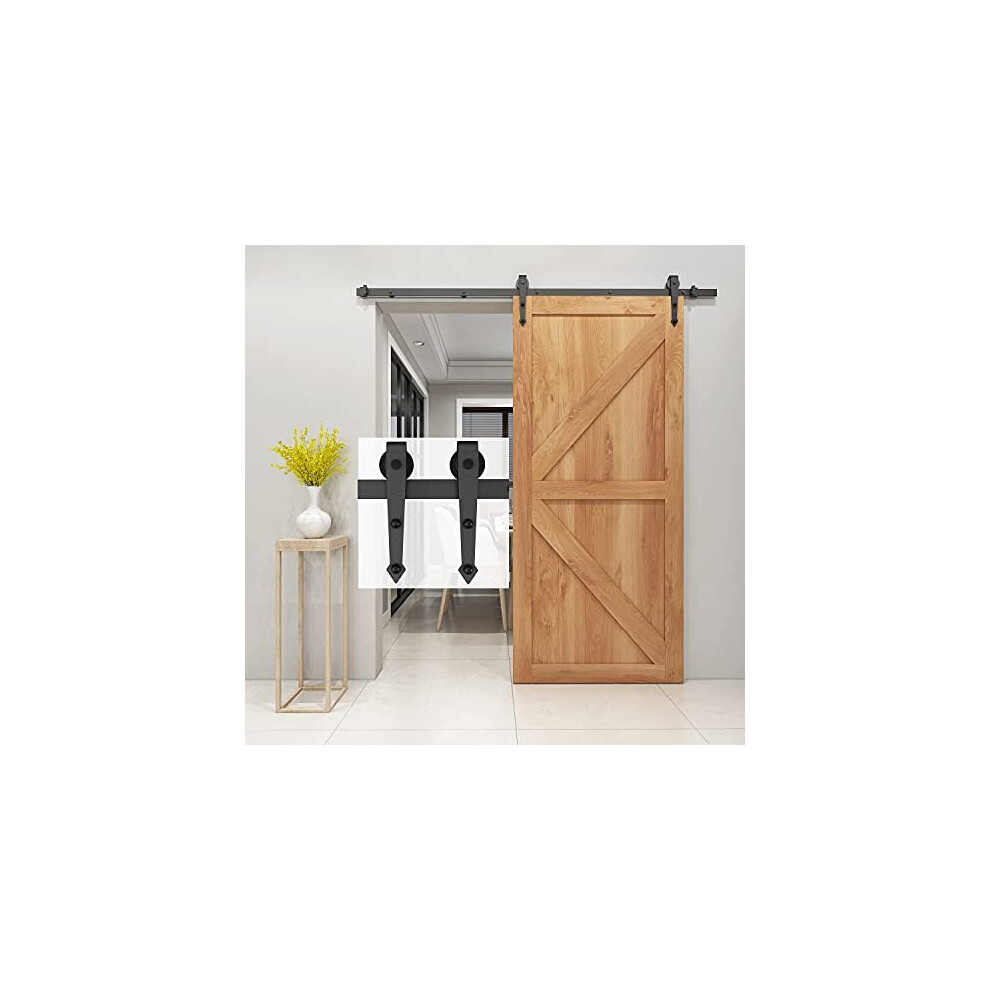 Sliding Door Track Heavy Duty Carbon Steel Black Barn Door Sliding Kit POM Arrow Shape Roller Hanger