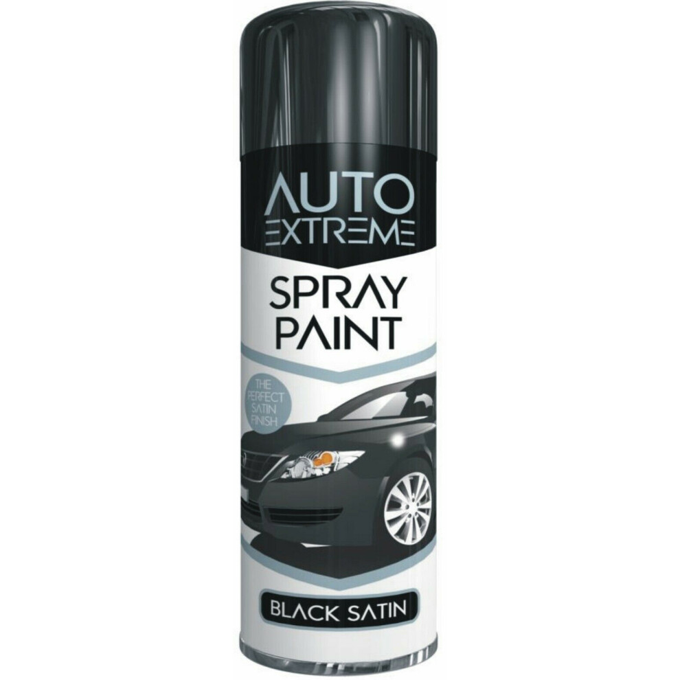 250Ml Black Satin Aerosal Spray Paint Car Van Great Finish