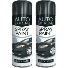 2 x 250ml BLACK SATIN AEROSAL SPRAY PAINT CAR VAN GREAT FINISH