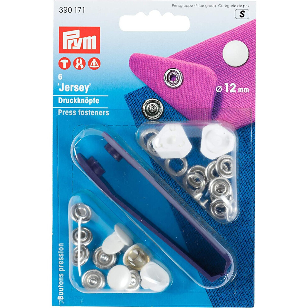 Nonsew press fasteners JERSEY brass smooth cap white 12 mm