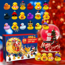 24 Grid Christmas Rubber Duck Advent Calendar Box Surprise Ducky Bath Toy  Gift