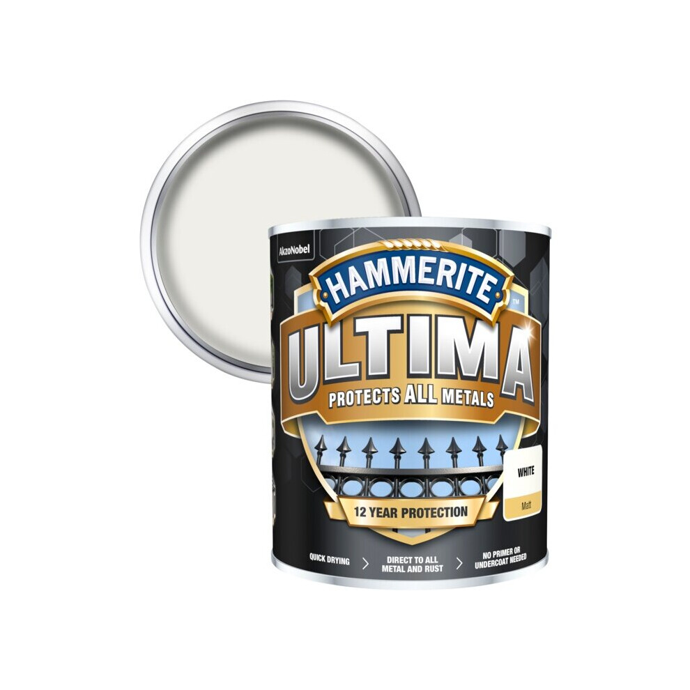 Hammerite Ultima Metal Paint Smooth White 750ml