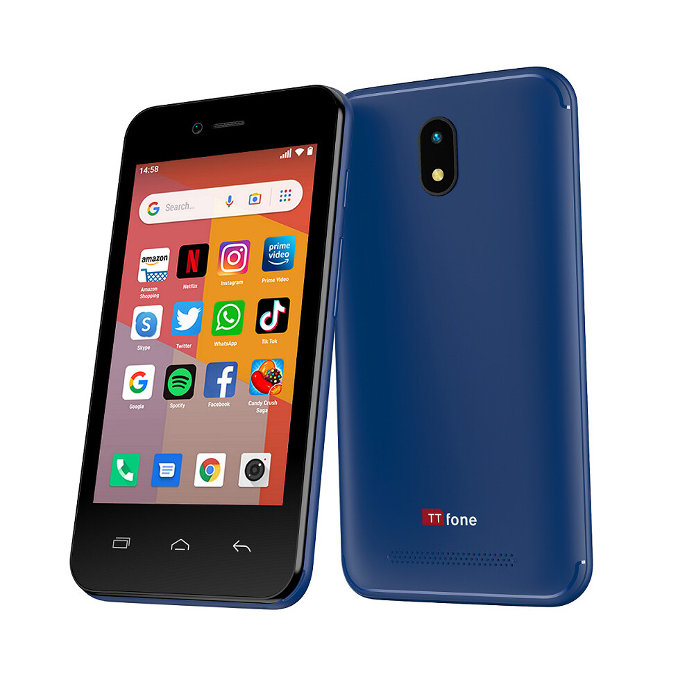 TTfone Blue TT20 Dual SIM - Warehouse Deals with USB Cable and Vodafone Pay As You Go Sim Card
