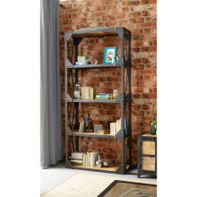Tall Industrial Bookcase Rustic Solid Wood Display Cabinet Vintage Retro Shelf