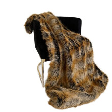 Plutus Brands PBSF2342-9090-TC 90 x 90 in. Chinchilla Faux Fur Luxury Throw Blanket, Brown & Gold