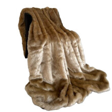 Plutus Brands PBSF2344-6084-TC 60 x 84 in. Rabbit Faux Fur Luxury Throw Blanket, Brown & Gold