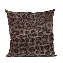Plutus Brands PBSF2333-P-1616-DP 16 x 16 in. Leopard Animal Faux Fur Luxury Throw Pillow, Brown