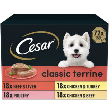 72 x 150g Cesar Classics Adult Wet Dog Food Trays Mixed Selection Loaf