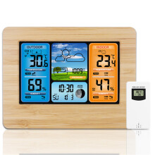 (Yellow) Digital LCD Indoor & Outdoor Weather Station Clock Calendar Thermometer Wireless