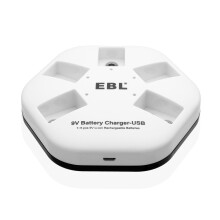 EBL 9V Batteries 5 Slot 9V NiMH Rechargeable Battery Charger for 9V Batteries - Battery Not Included!