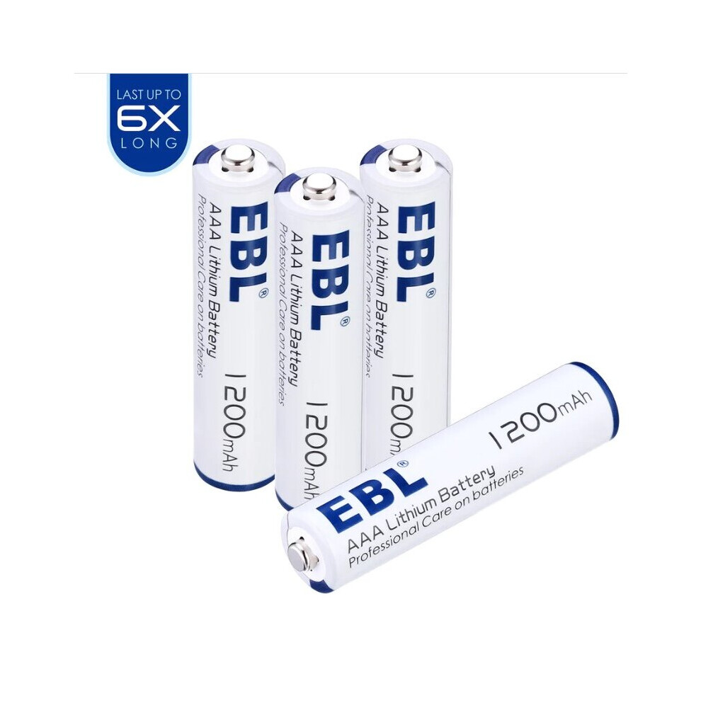 (4 Pack) EBL 1200mAh 1.5V AAA Non-Rechargeable Lithium Batteries For Controllers, Clocks Electronic Gadgets, etc.