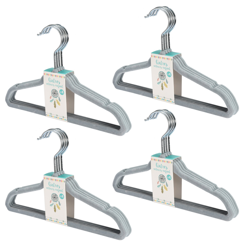 (Pack of 16, Grey) New Baby Velvet Hangers Clothes Hanger for Coats