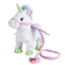 (White) Electric Walking and singing Unicorn Plush Toy Stuffed Animal Pegasus Pony Toys 35cm