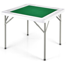 88 cm Folding Mahjong Table Camping Poker Table W/ Cup Holders Chip Grooves