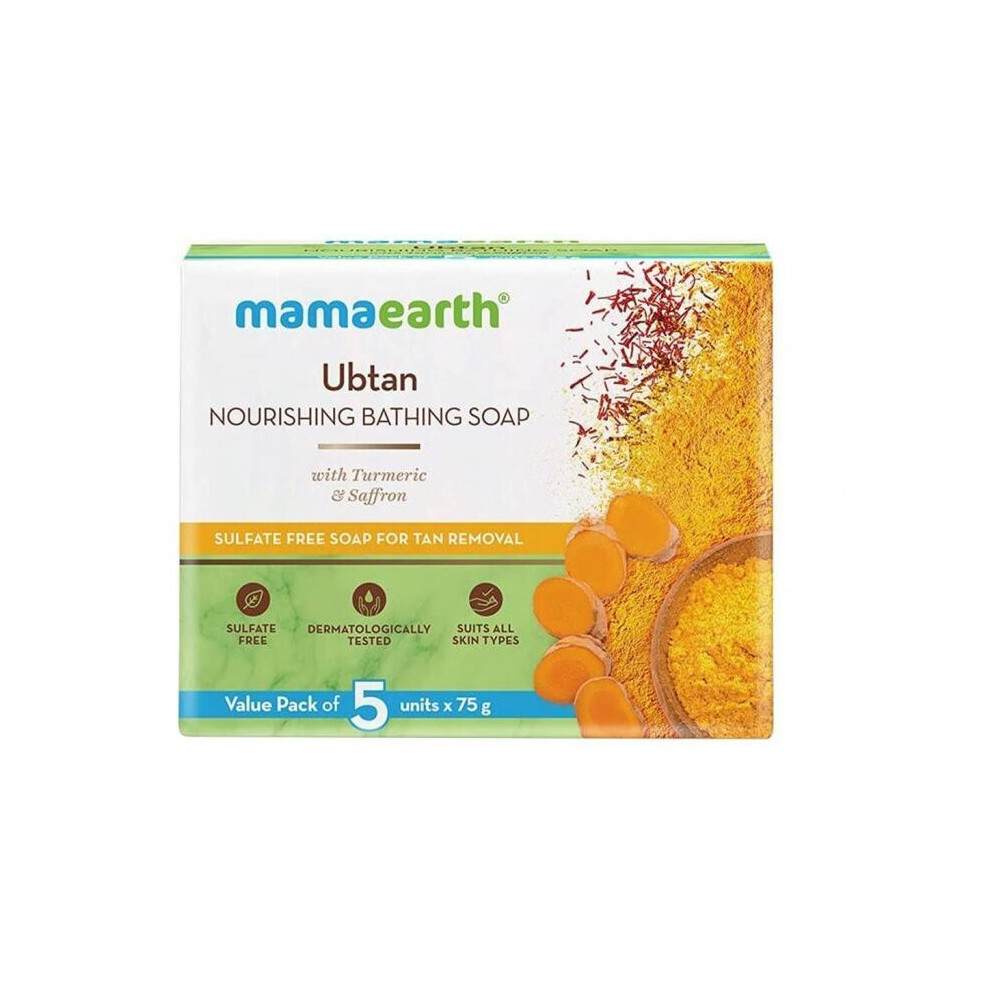 Mamaearth Ubtan Nourishing Bathing Bar Soaps For Tan Removal 5 x 75 g Value Pack