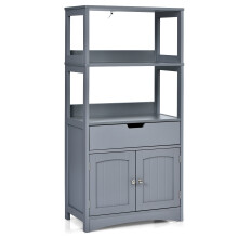Bathroom Floor Cabinet Wooden Cupboard Freestanding 2 Open Shelves