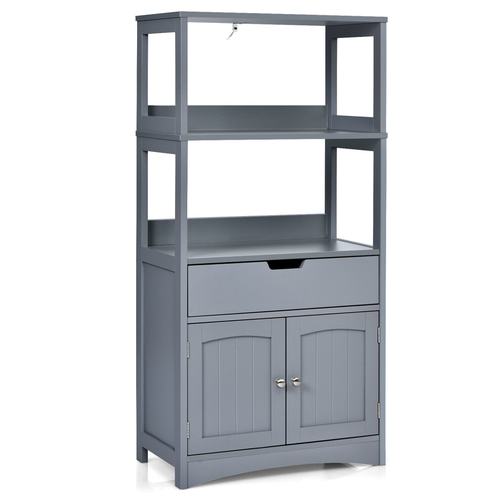 Bathroom Floor Cabinet Wooden Cupboard Freestanding 2 Open Shelves