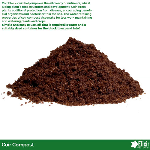 Elixir Garden Supplies (10 L, 1) Organic Coco Coir Blocks/Bricks | 10L & 75L Potting Medium/Compost Soil 2