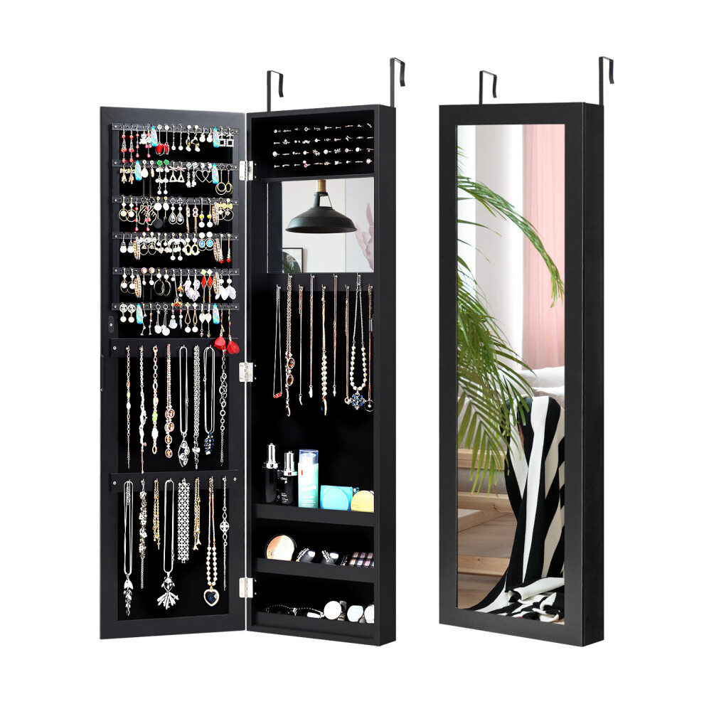 Mirrored Jewelry Cabinet Wall Mounted/Door Hanging Jewelry Armoire