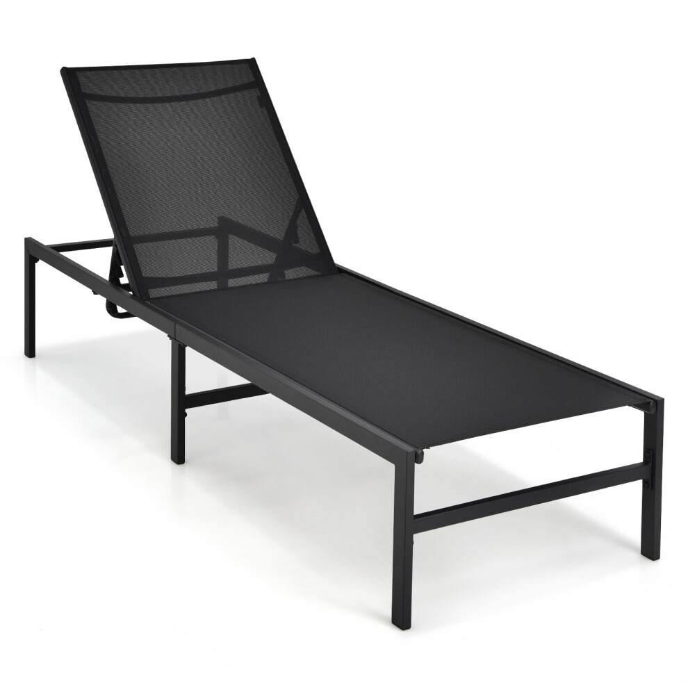 Outdoor Chaise Lounge Chair Rustproof Steel Sunbathing Recliner