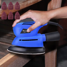 130W Detail Palm Sander 12000RPM - Compact Orbital Sander with Dust Extraction Port, Includes 6-Piece Sanding Sheets for Wood, Furniture, Plastic