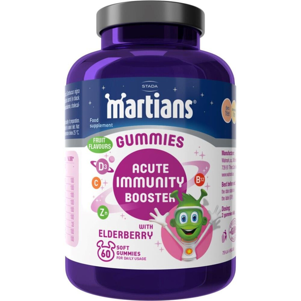 Martians Gummies Acute Immune Booster with Elderberry 60's |Multivitamins Supplement |Support Immunity, Vitality & Overall Health