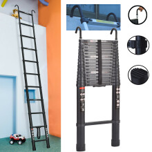(6.2M/20.3FT) Telescopic Ladder with Hooks Max Capacity 150kgs Aluminum Portable Extension Ladder Straight Ladder