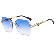 (C3) Classic Rimless Sunglasses Women Metal Frame Diamond Cutting Lens Sun Glasses