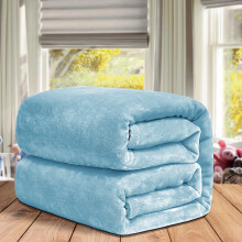 (Single, Light Blue) ThicK Warm Super Soft Large Blanket Faux Fur Fleece Bed ALL Size UK