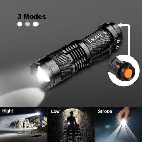LETMY A50 Tactical Flashlight, Super Bright LED Mini Flashlights with Belt Clip (2 Pack) 1